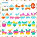 Easter Pop Fidget Toys Bulk Its 24 Pack Easter Party Favors for Kids Easter Egg Fillers Basket Stuffers Mini Pop Keychain It Goodie Bag Stuffers Fidgets for Classroom Prizes Kids Party Supplies Gifts