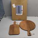 Hsei 2 Pcs Acacia Wood Cutting Board with Handle Wooden Charcuterie Board Large Paddle Carving Chopping Set Butter Serving Tray for Cheese Meat Fruit Bread (Irregular Style,16x12,16.5x8.27 Inch)