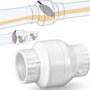 Geetery 1 Pcs 2 Inch PVC Slip Swing Check Valve No Spring Back Flow Preventer Valve White No Return Silent Backflow for Backflow Prevention, Reduces Water Hammer Noise