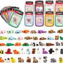 24 pcs Valentines Day Gifts Toys for Kids, with 48 Pcs 3D Printed Animal Figurines, Articulated Animal Figurines, Valentine Exchange Cards Gift, Classroom Rewards Gift ExchangeAssembly completed)