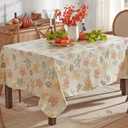 Newbridge Thanksgiving Stamped Abstract Leaves Vinyl Flannel Backed Tablecloth, Contemporary Leaf Print Indoor Outdoor Easy Care Table Cover, 52 x 52 Inch Square