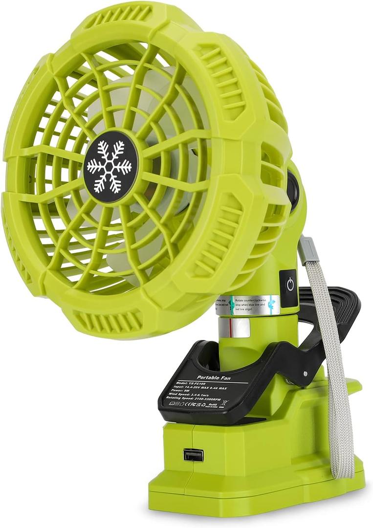 Taingwei Portable Clip on Fan for Ryobi 18v Battery, 6.5inch Battery Powered Stroller Fan with 3 Energy Efficient Speed Settings for Bedroom,Outdoor,Camping and Job Site(Battery not Included) Taingwei Portable Clip on Fan for Ryobi 18v Battery, 6.5inch Battery Powered Stroller Fan with 3 Energy Efficient Speed Settings for Bedroom,Outdoor,Camping and Job Site(Battery not Included)