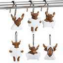 Roowest 12 Pcs Adult Highland Cow Shower Curtain Hooks Western Shower Curtain Hooks Stainless Steel Rust Resistant Rings Hangers for Winter Farmhouse Rustic Bathroom Decor