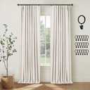 INOVADAY 100% Blackout Curtains for Bedroom, Black Out Curtains 84 Inch Long, Clip Rings Linen Blackout Drapes, Thermal Insulated Room Darkening for Living Room, 2 Panels - Beige,W50xL84