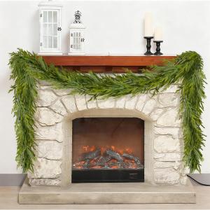 9FT Christmas Garland Norfolk Pine Garland Real Touch Faux Greenery Cedar Garlands for Mantle,Table,Wall,Christmas Decorations Indoor Outdoor