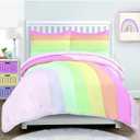 3 Piece Rainbow Quilt Set, Full, Multicolor