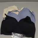 DEANGELMON V Neck Bra Padded Seamless Adjustable Straps Bralettes Everyday Basic Sleeping Bras Multiple Pack (X-Large, Black,blue,apricot)