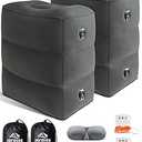 JefDiee Inflatable Travel Foot Rest Pillow,Kids Airplane Bed,Adjustable Height Flight Pillow,Travel Essentials for Airplane,Office,Home,Trains,Cars (Ash Gray-2pack)