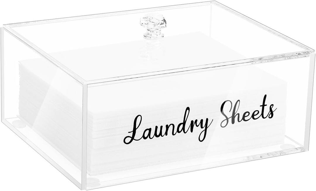 VOTLEVT Acrylic Laundry Detergent Sheets Holder, Laundry Sheets Holder with Lid, Laundry Sheets Container Laundry Room Organizers
