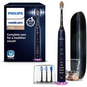 Philips Sonicare DiamondClean Smart 9750 Electric Toothbrush, Sonic Toothbrush with App, Pressure Sensor, Brush Head Detection, 5 Brushing Modes and 3 Intensity Levels, Lunar Blue, Model HX9954/74 