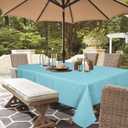 Outdoor Tablecloth Wrinkle-Free Stain Resistant Waterproof Polyester Fabric Table Cover with Zipper Umbrella Hole for Picnic/Party/Dinner/Patio Garden(6084inch,Zippered,Aqua Blue)