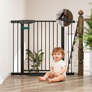 29-43" Baby Gate for Stairs, 36" Tall Dog Gate Indoor, Pressure Mountd Baby Gates with Auto-Close/Hold-Open Features and Anti-Trip Pedal, Safety Kids Gate for Doorways, House, Stairs (Black)