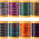 Variegated Waxed Polyester Thread -8 Deep Ombre Colors - 0.5mm Wax String for DIY Bracelets, Straps, Micro Macrame, Jewelry Making, Knotting, Beading, Braiding, Binding - 82 Yards/Spool