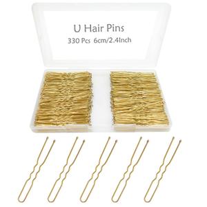 330 Count U Shaped Hair Pins Blonde, YINGFENG 2.4inch Gold Bun Pins Bun Hair Pins for Women Girls with Storage Box, Hair Accessories for All Hair Types