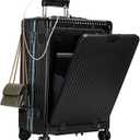 feilario Aluminium Frame PC Hard Shell Spinner Wheels Luggage,20.8"X15"X8.7 Airline Approved Built-In TSA lock Carry on Suitcase, with Cup Holder, USB Port, Phone Holder