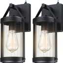 LONEDRUID 2 Pack Dusk to Dawn Sensor Outdoor Wall Sconce Lighting Black Exterior Porch Lantern Waterproof Outside Garage Light Fixtures Wall Mount for House Patio Entryway