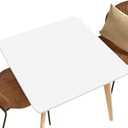 Square Fitted Table Topper Covers for Square Table 28"x28", Wipeable Table Covers for Indoor Outdoor Garden Picnic Party (White)