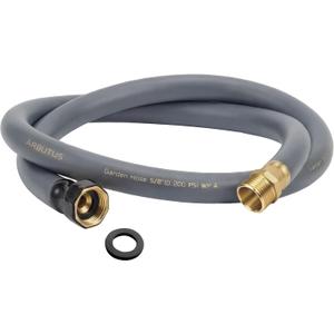 Garden Hose 5/8" x 5ft Brass Rubber Heavy Duty Water Hose 600 PSI Burst Pressure, Durable Flexible Hose for Yard, Car Wash, Pets Gray