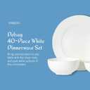 Mikasa Delray 40-Piece Bone China Dinnerware Set, White Round Dishes for 8 - Dinner Plates, Salad Plates, Cereal Bowls, Fruit Bowls and Mugs