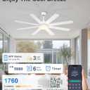 60 Inch Ceiling Fans with Lights - 8 Blades White Ceiling Fan Remote/APP Control, Dimmable, Reversible Ceiling Fan for Indoor/Covered Outdoor