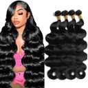 Human Hair Bundles 20 22 24 26 Inch 12A Body Wave Bundles Human Hair Unprocessed Brazilian Virgin Hair Extensions Natural Black