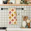 Giosve Halloween Pumpkin Kitchen Towels, Farmhouse Fall Spooky Pumpkin Botanical Decorative Hand Towels for Bathroom, Halloween Dish Tea Towel for Kitchen Decor, 16x24 Inch