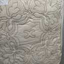 Madison Park Daybed Cover Set Damask Quilted Cover for Daybeds, All Season, Pre-washed Cotton-Filled Coastal Bedding with Scallop Edge, Shams, Bedskirt, Dcor Pillows, Tuscany, Cream, 39"x75", 6 Piece, 75"x39"