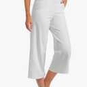 Promover Capri Pants for Women Wide Leg Yoga Cropped Pants with Pockets Loose Casual Summer Pants,S