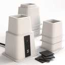 Home Intuition Heavy Duty Adjustable Bed Risers Furniture Riser 3, 5 or 8-Inch, 6 Pack (White W/USB)