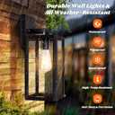 2-Pack Outdoor Light Fixtures Wall Mount, Waterproof Exterior Wall Lanterns with Clear Glass, Anti-Rust Outside Black Wall Sconces, Front Porch Lights for House Garage Doorway, Bulbs Not Included, 12.5inch