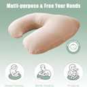 Muslin Nursing Pillow for Breastfeeding, 100% Cotton Cover Original Plus Size Breastfeeding Pillows for More Support for Mom and Baby, Removable Muslin Cover, Light Tan