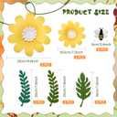 Fullhawl 19 Pcs Daisy Bee Cutout Bulletin Board Decorations 3D Daisy Paper Flower Wall Decor Bee Party Supplies 13 Flowers with Leaves 6 Cutout for Birthday Bridal Wedding Classroom Craft(Yellow)