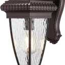 Emliviar Porch Wall Sconces Lighting, Waterproof Outdoor Wall Lantern IP43, Water Ripple Glass in Oil Rubbed Glass, XE313B ORB-SW