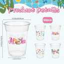 GuassLee 50 Luau Cups for Hawaiian Luau Party Decorations, 12 OZ Tiki Tropical Plastic Disposable Cups, Summer Cup for Pool Flamingo Tiki Birthday Party Decor Supplies
