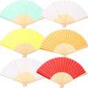 2 x GLEAVI Fabric Folding Fan 6Pcs Set Chinese Style Silk Cloth Hand Fans for Women Lightweight Decorative Hand Fans for Summer Weddings Parties Home Decor 15X8 Inches