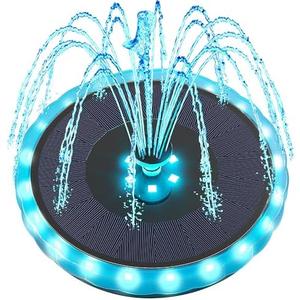 Yzert Solar Fountain Matte Panel with 4000 mAH Battery, 4W Bird Bath Fountains Solar Power with 8 Nozzles, Floating Solar Fountain Pump for Bird Bath, Garden, Pond, Outdoor (Color Change)