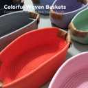 Small Cotton Woven Basket with PU Leather Handle, Baby Kids Clothes Toys Candy Gifts Cotton Rope Organizer, Living Room Basket Bathroom Shower Storage Laundry Basket, Dog Cat Bed, Cute Decor, Navy