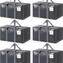 6 Pack Extra Heavy Duty Large Moving Bags with Strong Zipper & Comfortable Handles, Sturdy & Durable Clothes Storage Bags Totes Bins, Packing Moving Boxes for College Supplies, Gray