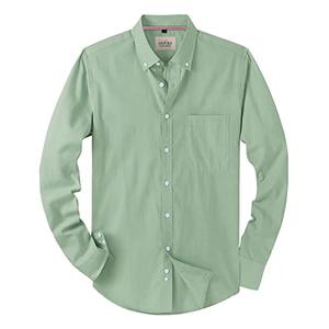 Alimens & Gentle Mens Solid Oxford Shirt Long Sleeve Dress Shirt Work Casual Button Down Shirts with Pocket L