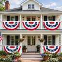 3x6 FT American Bunting Flags Outdoor, 4th of July Pleated Large Fan Flags, USA Patriotic Banner Decorations for 250th Anniversary, Outside Porch, Fence, Yard Garden, Red White and Blue Decor (3)