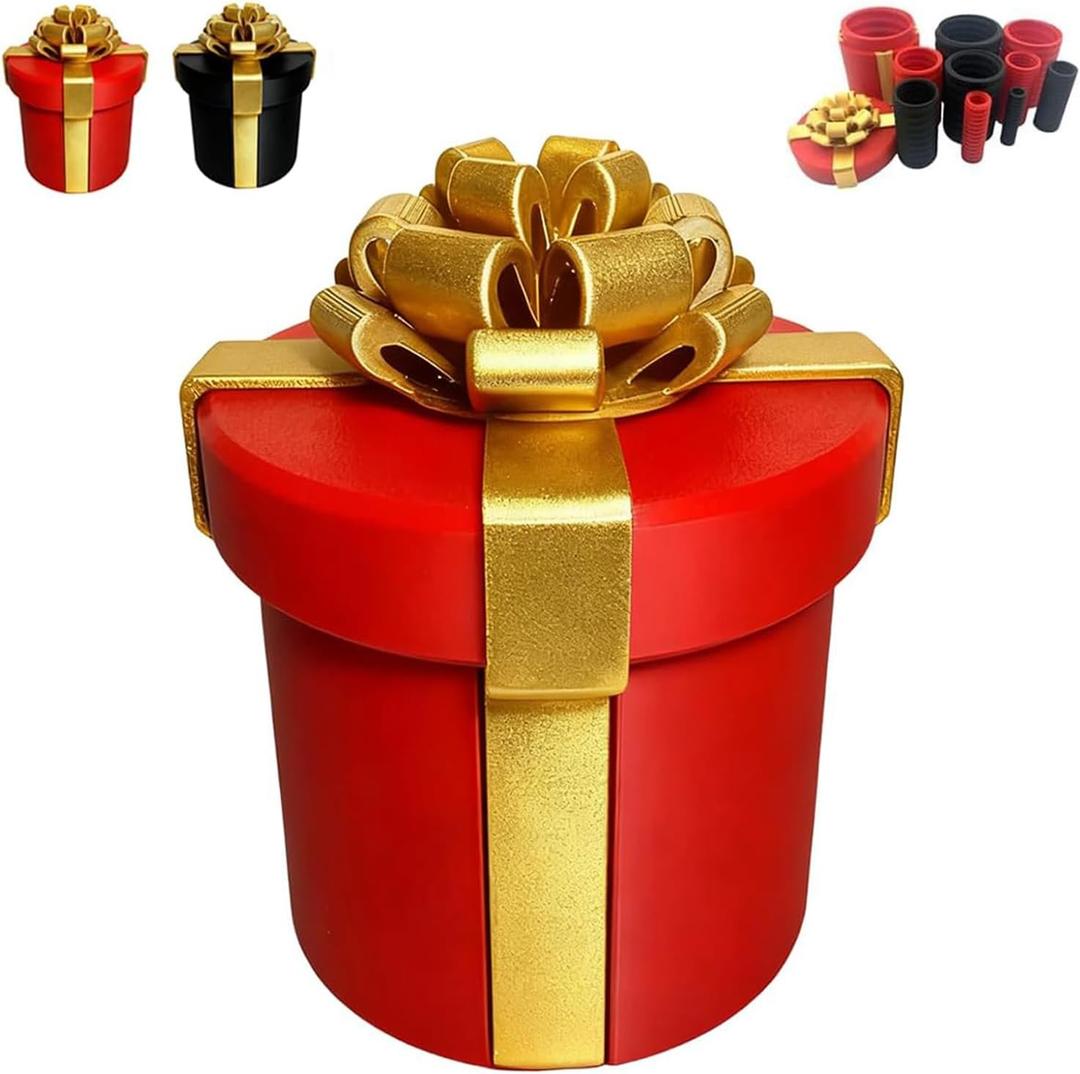 Annoying Nested Screw Gift Box, Annoying Gift Box, 10 Layer Reusable Prank Gifts Boxes for Cash and Small Surprises,Funny Money Puzzle Boxs for Birthday Christmas White Elephant Party (Red Gold)