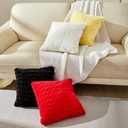 18 x 18 Red Pillow Covers Couch Throw Pillow Cases for Living Room Bed Room Faux Rabbit Fur with Rose Pattern Square Red Cushion Covers for Bed Couch Sofa Chairs