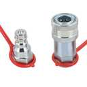 1/4" NPT Ag Hydraulic Quick Connect Coupler, ISO 5675 Poppet Pioneer Style Tractor Couplers with Dust Caps, Interchangeable with Parker 4000 Series | Eaton/Aeroquip FD42