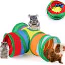 HIIMALEX Guinea Pig Tunnel 3-Way Collapsible Tube for Guinea Pigs Ferrets Hedgehogs Chinchillas Hamsters with Interactive Toy for Play and Rest