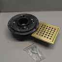 EXF Shower Drain 6 Inch Brushed Gold, Stainless Steel Square Shower Floor Drain Kit with ABS Flange, Removable Cover Grid Grate, Hair Strainer