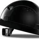 LANON Black Full Brim Hard Hat, OSHA Construction Work Approved, HDPE Safety Helmet with 4 Point Adjustable Ratchet Suspension, Class E, G & C