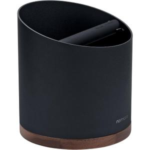 Normcore Espresso Knock Box, 1L Capacity Holds 20-25 Espresso Pucks, Stainless Steel with Walnut Non-Slip Base, Knock Bin For Home Baristas, Black