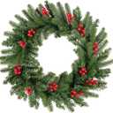 Uten 20 inch Christmas Wreath for Front Door, Winter Wreath Xmas Artificial Decorations with PVC/PE Berries Cones for Indoor Outdoor Garden Gate Home Winter Holiday New Year (Green Red Berries)