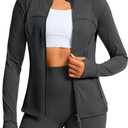 G Gradual Workout Jackets for Woman Hip-Length Slim Fit Zip Up 4 Pockets Athletic Jacket Spring Gym Running Clothes, Large