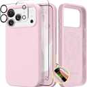 GONEZ Magnetic for iPhone 17 Pro Max Case, [Compatible with MagSafe] Anti-Scratch Microfiber Lining & Screen Protector, Silicone Camera Control, Shockproof Slim Phone Cover 6.9 inch, Pastel Pink